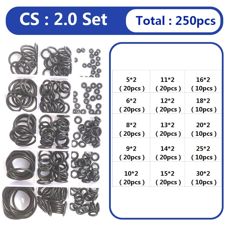 279PCS O-Ring Rubber Gasket Seal Classification Black Seal Set